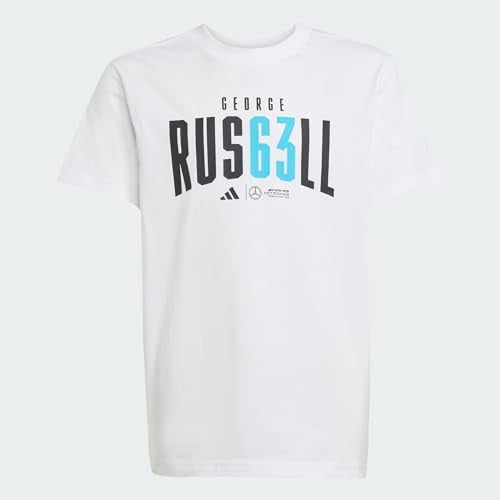 adidas Unisex Kinder Mercedes - AMG Petronas Formula ONE Team George Russell Tee Youth, White, 9-10 Years