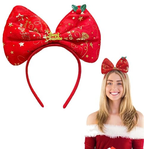 Serre-tête de Noël à paillettes pour adultes - Serre-tête de Noël pour adultes - Accessoire de cheveux pour fêtes de Noël, cosplay, nœud