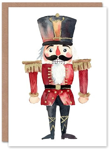 Artery8 Nutcracker Soldier Doll Toy Illustration Blank For Him Or Her Art Xmas Festive Christmas Card