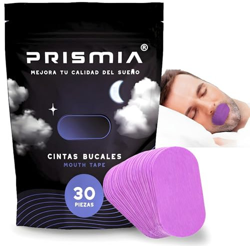 Prismia Pack de 30 Tiras Bucales. Mouthtape for Sleeping. Cinta Bucal para Dormir con la Boca Cerrada. Myotape Boca Adulto. Antironquidos para Dormir. Mouth Strips. Parches Pegatina Boca Dormir.
