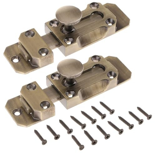2 Pack Barrel Slide Door Bolts -Slide Door Bolts - 3 Inch Brass Door BoltAntique Zinc Alloy Security Latch Lock - Heavy Duty Door Locks - with Screws for Securing Internal External Doors Bronze Tone