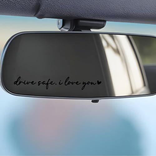 3 Stück Drive Safe I Love You Aufkleber für Rückspiegel Wasserdichtes Lustige Autofenster-Aufkleber Affirmations Autoaufkleber für Mädchen Frauen Geschenke Auto Zubehör für Laptop Fenster(Schwarz)