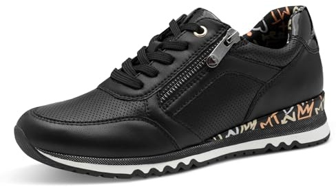 Marco Tozzi Damen Sneaker flach mit Reißverschluss Vegan, Schwarz (Black), 42 EU