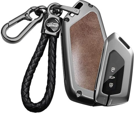 Ysbxitu Schlüsselhülle aus Leder Schlüsselband Auto Schlüssel Cover Hülle Passt für VW Golf 8 MK8 ID.3 ID.4 5 Cupra Formentor für Skoda Octavia A8 Enyaq Schlüsseletui Schlüsselcase Zubehör B Braun