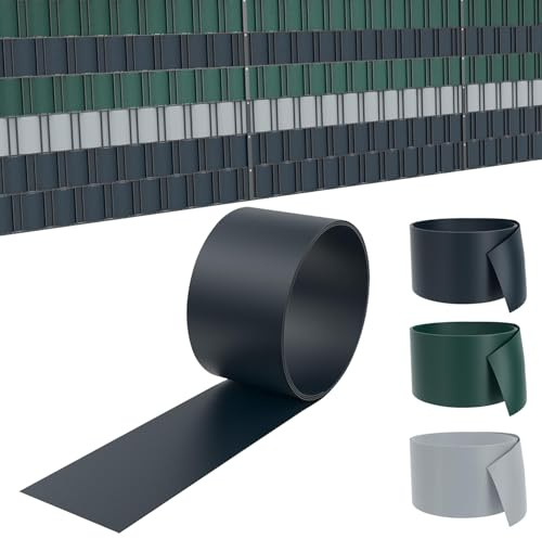 LZQ 40x Hart PVC Sichtschutzstreifen,25m x 19cm Sichtschutz Rolle,Blickdicht Doppelstabmatten für Garten,Balkon,Anthrazit