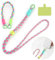 Juego de 2 cadenas para teléfono móvil de colores y pulseras para teléfono móvil en azul pastel claro y rosa para un agarre seguro y un uso elegante en el cuello y la muñeca, ideal para viajes