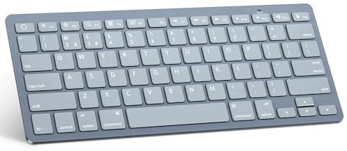 OMOTON Bluetooth Wireless Keyboard for iOS Compatible with iPad Pro/Air/Mini, iPhone and More, UK QWERTY Keyboard Layout, Light Blue