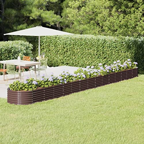 BOWEKAM Home & Garden-Garden Raised Bed Powder-coated Steel 620x80x36 cm Brown-Furniture Choice