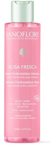 Sanoflore Aqua Rosa Fresca, Lotion Hydratation Intense Bio, 200ml, Soin Visage Vegan pour Peaux Sensibles