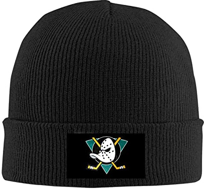TUQIAAM Unisex Mighty Ducks Strickmütze mit primärem Logo, Unisex, schwarz, Größe