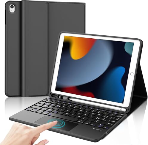 Tastiera per iPad 9/8/7 Generazione 10.2 Pollici/Pro 10.5/iPad Air 3 10.5 | Cover Keyboard Touchpad Magnetico Staccabile, Italiano QWERTY, Custodia Tastiera Senza Fili Bluetooth con Portapenna, Nero