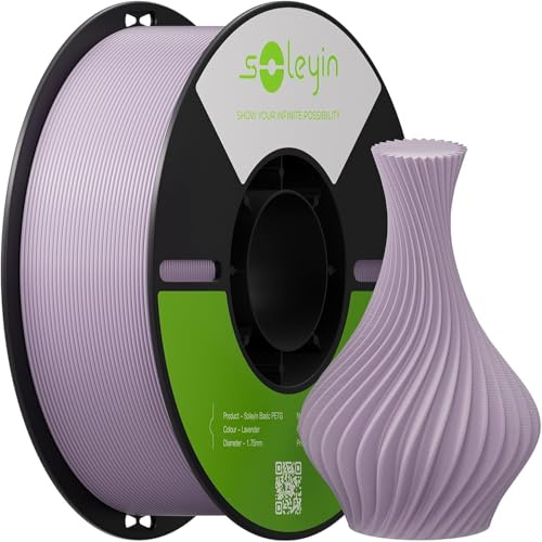 SOLEYIN PETG 3D-Drucker Filament 1,75 mm, kräftige leuchtende Farben, sauber gewickelt, robust, glänzende Oberfläche, 1 kg – Lavendelviolett
