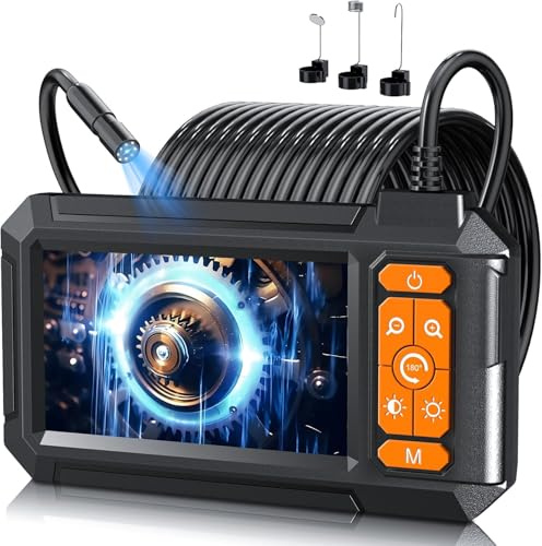 Endoscope Camera with Light, Borescope with 4.3 IPS Screen, 1080P HD with 8 LED Lights, Semi-Rigid Cord Bore Scope, Gadgets for Men & Tools for Men (5M)