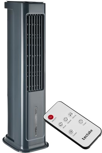 tectake® Raffrescatore d'aria 4in1, Condizionatore Portatile, Serbatoio 5L 2 Siberini, Ventilatore a Torre Purificatore 3 Modalità, Telecomando Timer, Climatizzatore Portatile Silenzioso - Antracite