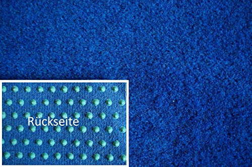Rasenteppich Kunstrasen Premium blau Velours Weich Meterware, verschiedene Größen, mit Drainage-Noppen, wasserdurchlässig (400x450 cm)