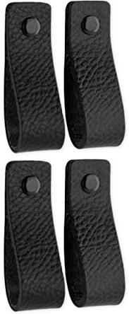 Brute Strength - Ledergriffe für Möbel - Schwarz - 4 Stück - 16,5 x 2,5 cm - Schrankgriff, Türgriff für Küche, Bad, Schränke, Kommode, Holz