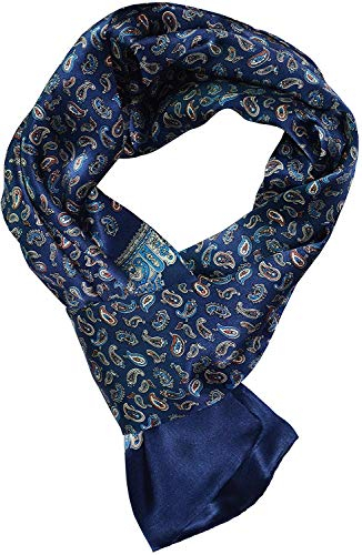 UK_Stone 100% Seide Paisley Blumen Halstuch Herren Schal (Paisley # 1 Blau)