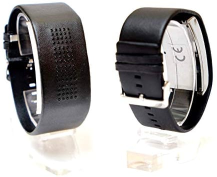 Binäruhr Herrenuhr Schwarz Binäre Armbanduhr Herren Kunstleder Armband Uhr Digital Binär Anzeige Silikonarmband