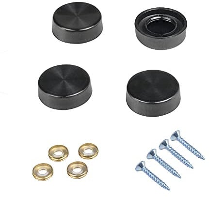 4PCS Mirror Screws 16mm Brushed Black Decorative Caps Cover Nails Sign Advertising Screw Fastener Constructed with Stainless Steel for Mirrors, Glass Signboards, Bathroom Panels,