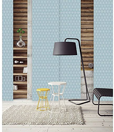 MADECOSTORE Panneau Japonais Tamisant Imprimé Triangles - Bleu Turquoise - L50 x H250cm