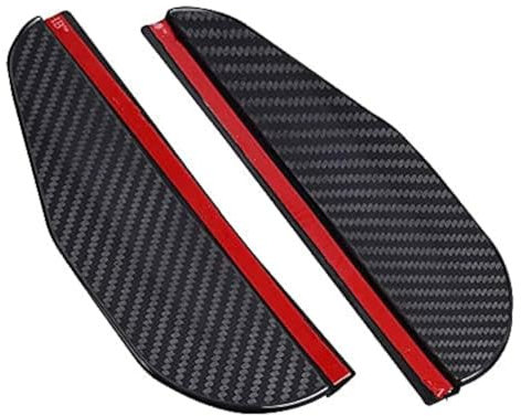 HOMDOWUP 2 Pcs Mirror Rain Visor Smoke Guard, Carbon Fiber Texture Rear View Side Mirror Rain Eyebrow View Mirror Visor Guard for Most Car, Truck and SUV (2pcs Black)