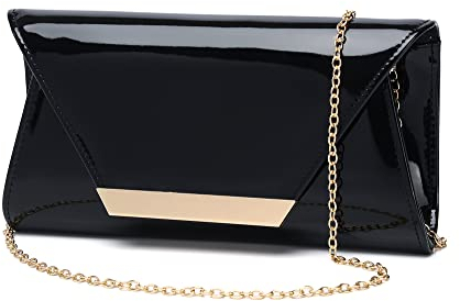 MUDUO Damen Handtasche aus Lackleder, modisch, Clutch, schwarz