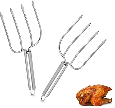 2 Pcs Fourchettes à Volaille Acier Inoxydable Fourchettes de Levage de Dinde Fourchette à Viande, pour Transférer Facilement le Poulet ou le Jambon Viande Outils pour Cuisiner