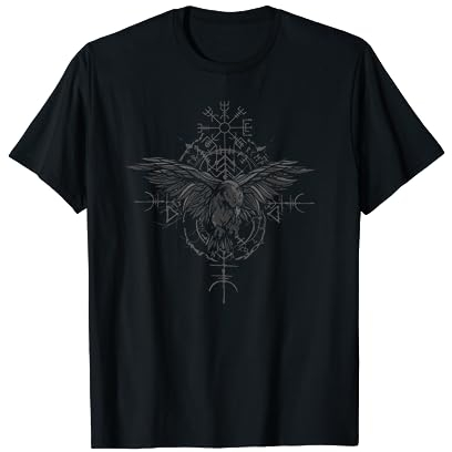 Walhalla Rabe Raben Odins Runen Nordischer Kompass Wikinger T-Shirt