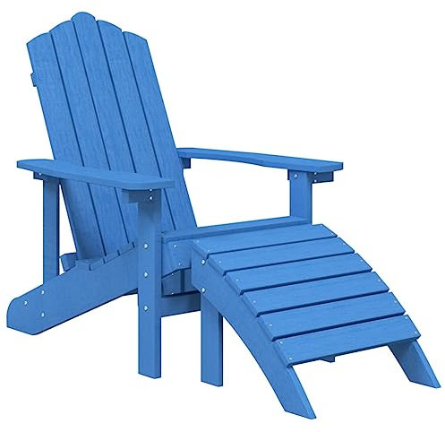 vidaXL Garden Adirondack Chair with Footstool in Aqua Blue - UV-resistant Outdoor Seating with High Backrest & Detachable Footrest