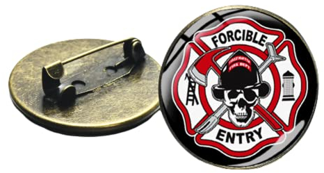 Feuerwehrmann Feuerwehr-Brosche Feuerwehr-Symbol Abzeichen Glaskuppel Revers Pin Knopf Herren Hemd Vintage Kleidung Rucksack Dekorativ, Metall