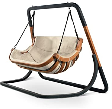 4IQ Outdoor Hängesessel mit Gestell für Kinder und Erwachsene 183x86x17 cm - Hängestuhl Outdoor Wetterfest mit Kissen - Hanging Chair 2 Personen - Hängesitz mit Ständer - Hänge Sessel Garten