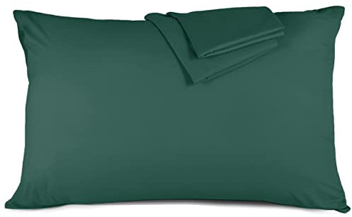 Hafaa Pillowcases 2 Pack Brushed Microfiber Emerald Green Pillow Cases with Envelop Closure – Wrinkle & Fade Resistant Pillow Cover, 50x75 cm
