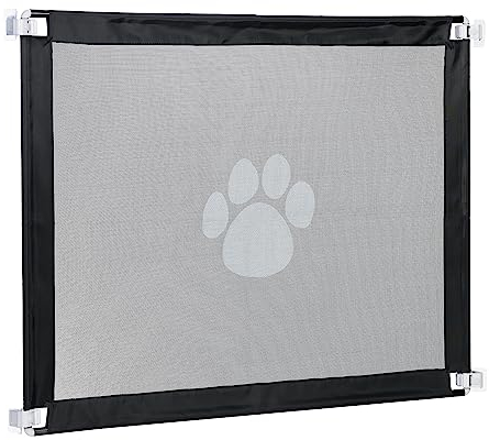 Relaxdays Tierschutzgitter, Tür & Treppe, HxB 80x99 cm, Hunde Türgitter, Kunststoff & Nylon, Kleben oder Bohren, schwarz