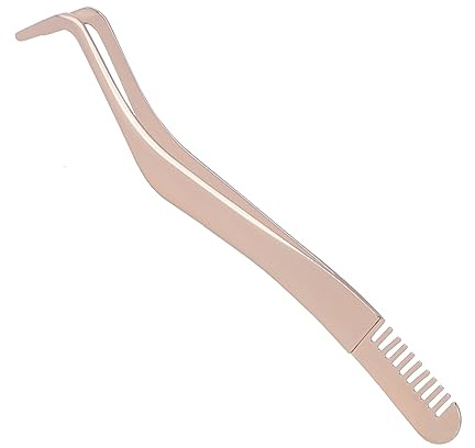 Lash Tweezers for Cluster Lashes, Lash Applicator Tool Upgraded 2 in 1 Lash Applicator Clusters DIY Lash Tweezers with Comb for Beginners Makeup Artists (Gold)