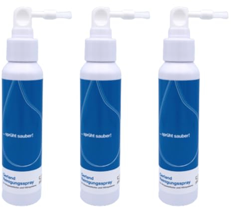 Gerland Reinigungsspray - Für Hörgeräte, Otoplastiken & Gehörschutz - Mit Bürste & Zerstäuber - Für eine Schonende, Gründliche Reinigung - 3 x 100 ml