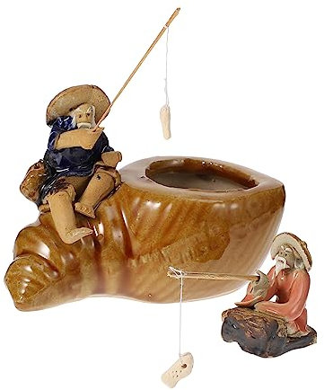 POPETPOP Lot De 2 Figurines De Pêcheurs Réalistes en Céramique Ornements Miniatures pour Aquarium Décoratif Jardin Et Table De Sable