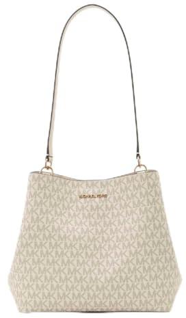 Michael Kors Pratt Medium Signature Logo Schultertasche (Light Cream), Helles Cremeweiß