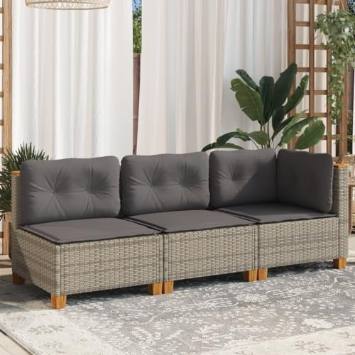 Faroom Gartensofa Rattan Balkon Sofa 3 Sitzer Lounge Sofa Outdoor Rattansofa 3er Balkon Lounge Klein Balkonmöbel Couch Gartenlounge Gartenmöbel Polyrattan Grau