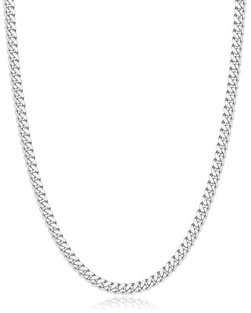 Zinvefa Halskette Herren Silberkette, 3/5/7/9mm Edelstahl Panzerkette Kette für Herren Damen Goldkette Länge 50/55/60cm