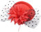 Fascinator Damen 20er Jahre Haarschmuck Retro Netzgaze Hut mit Clip Fascinator für Teeparty, Cosplay, Karneval, Bekleidungszubehör (DE/NL/SE/PL, Alphanumerisch, Einheitsgröße, rot, Fascinator, 1)