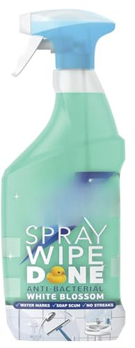 AMK® Flash Bathroom Spray Wipe Done 800ml White Blossom Scent Anti Bacterial Action Removes Water Marks Soap Scum Provides a Streak Free Finish