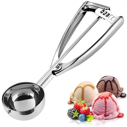 YGHSZ Ice Cream Scoops with Easy Trigger - Large Sized (6.3cm) 304 Stainless Steel Cookie Scoop for Meatballs, Mellon Balls, Mashed Potatoes and Muffins
