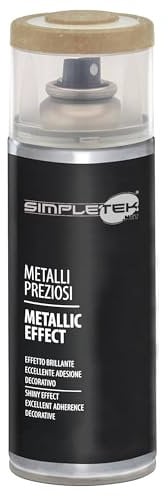 SIMPLETEK - Bomboletta Spray V400MET.5 Oro Vernice Effetto Specchio 400 ml Smalto Lucido Specchio Metalli Preziosi Ferro (1 pezzo)