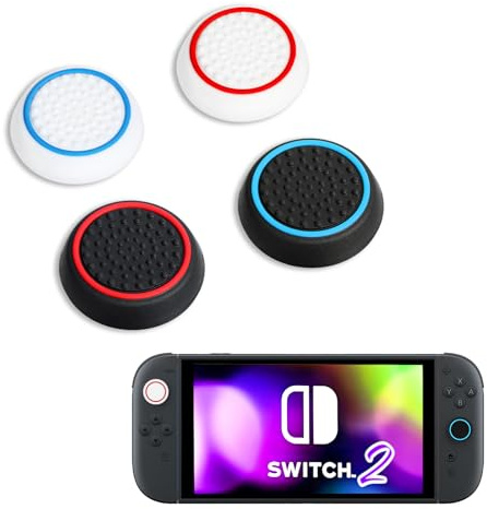 DLseego Poignées de Pouce Compatibles avec la Switch 2,4PCS Silicone Souple Capuchon de Stick de Pouce Antidérapant Cover du Joystick,Noir+Bleu