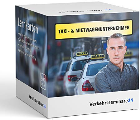 Lernkarten Taxi Mietwagen Unternehmer von Verkehrsseminare24 500 Karteikarten inkl. Box zur Aufbewahrung