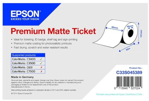 Epson Premium matte Ticket Roll, 80 mm x 50 m