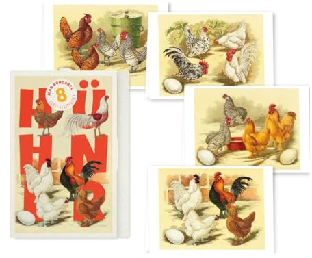Hühner – Acht Kunst-Klappkarten