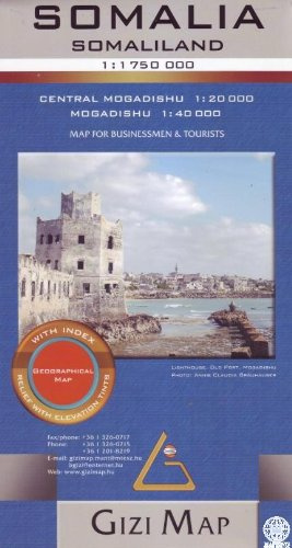 Gizi Map Somalia, Somaliland, Geographical Map: Map for Businessmen & Tourists. With index. Relief with elevation tints. With index. Relief with elevation tints