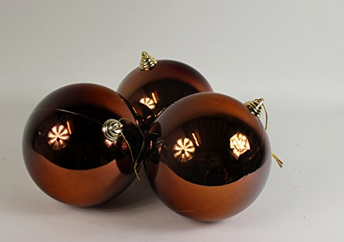 Weihnachtskugeln aus Kunststoff, 3 Stück, braun, 15 cm