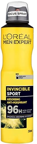 L'Oréal Men Expert Invincible Sport 96H Anti-Perspirant Spray Deodorant for Men 250 ml